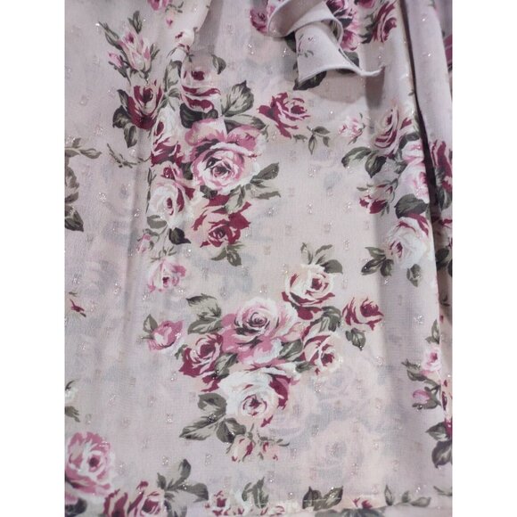 L'est Rose Floral Lace Trim Sheer Long Sleeve Babydoll Top Romantic Coqu… - Picture 3 of 8